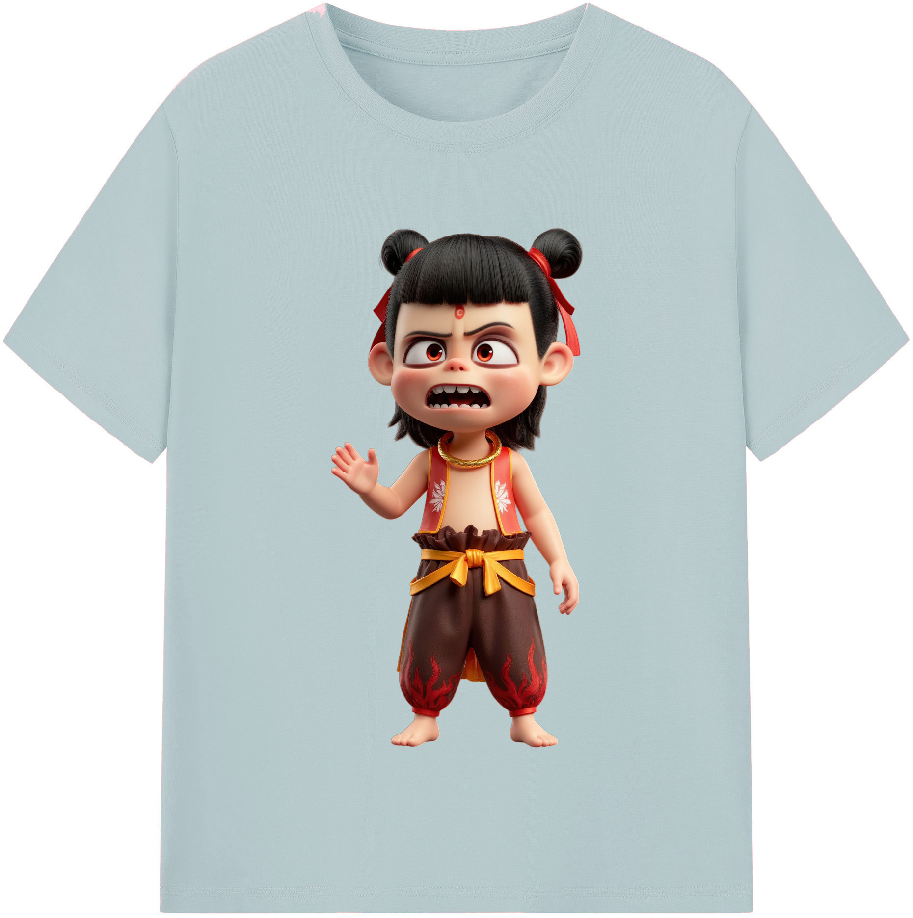 （画像用） Ne Zha 2 ナタ 魔童の大暴れ 綿100％半袖Tシャツ（フロントプリント）